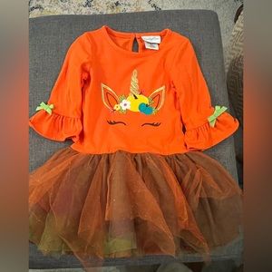 Cute 4T orange unicorn tunic with tulle tutu